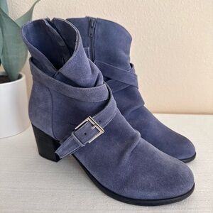 New Matisse Harper Blue Suede Leather Buckle Heeled Ankle Boots Women’s 9M